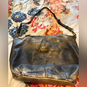 Large Italian leather distressed hobo tote